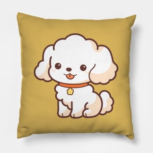 Kawaii white Poodle dog Pillow