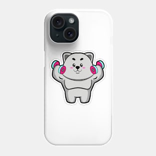 Cat at shoulder training with Dumbbells Phone Case