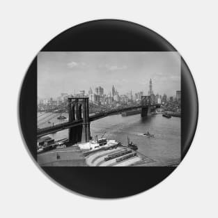 Brooklyn Bridge & New York Skyline, 1920. Vintage Photo Pin