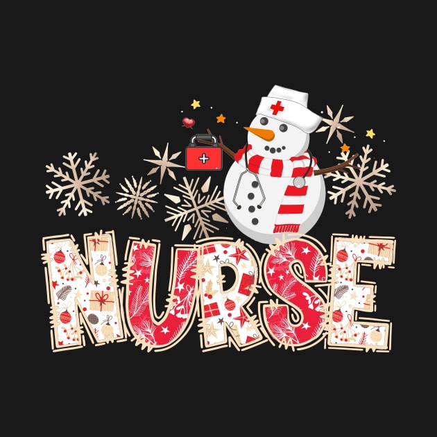 Nurse Life Christmas Snowman Scrub Top by SilverLake