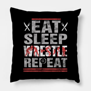 Eat sleep wrestle repeat Pillow