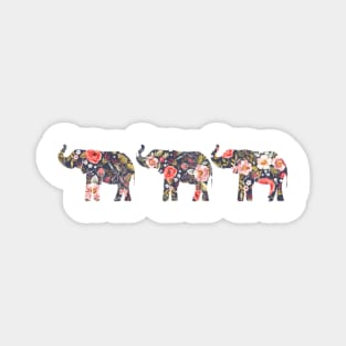 3 Elephants Navy Floral Magnet