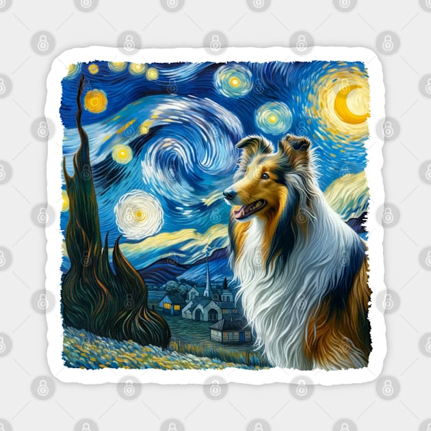 Starry Collie Dog Portrait - Pet Portrait Magnet by starry_night