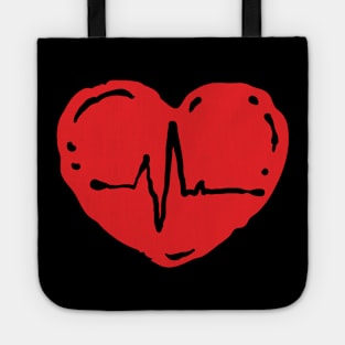 Heart with heartbeat wave Tote