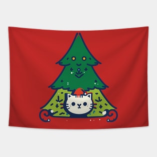 Meowy Catmas - Cute Cat In A Christmas Tree Tapestry