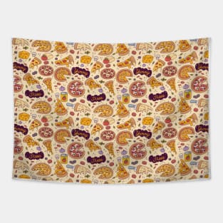 Cute and tasty cartoon pizza pattern 01 Tapestry