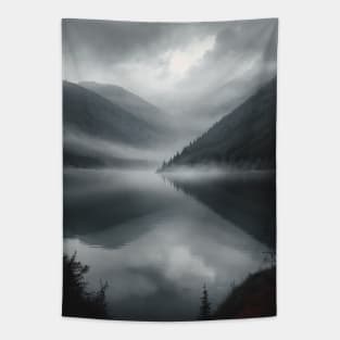 Grayscale Lake Promptography Tapestry