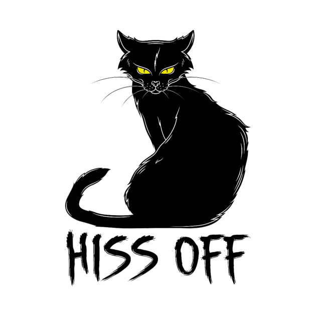 Funny Black Cat Hiss Off Meow Cat by Mega-st