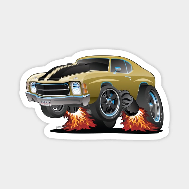 Classic American Seventies Muscle Car Cartoon Magnet by hobrath