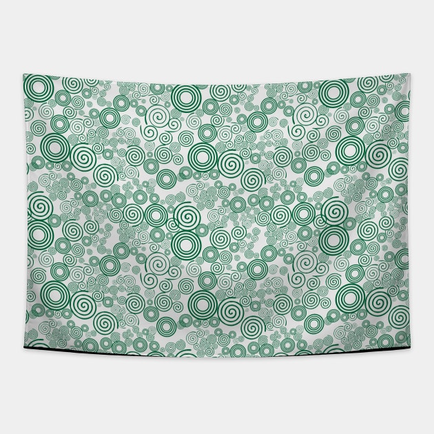 Green and Gray Spiral Pattern Tapestry by Design_Lawrence