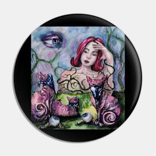 art painting women cat Pin