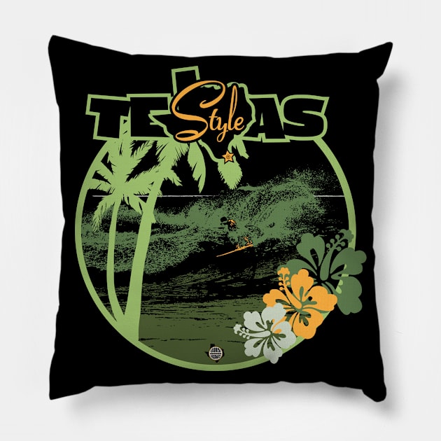 Texas Style Lone Surfer in Green Pillow by CamcoGraphics