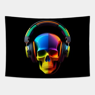 Skull With Headphones Tapestry