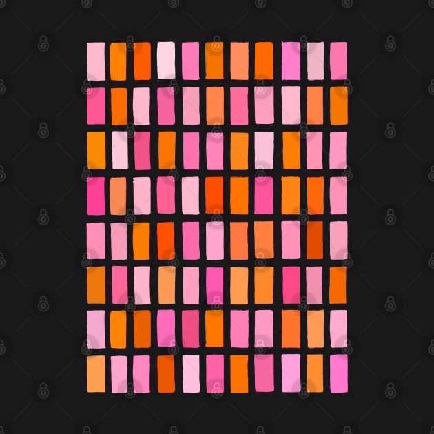 Pink and Orange, Sketchy, Block Pattern by OneThreeSix