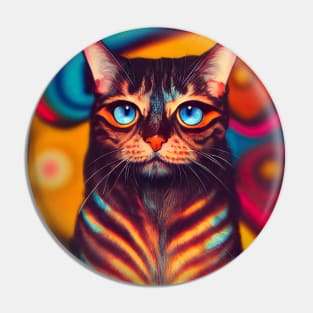 Trippy Psychedelic Cat Pin