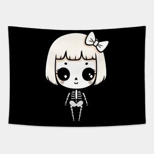 Cute Skeleton Girl in Kawaii Style | Halloween Design for Girls | Kawaii Girl Tapestry