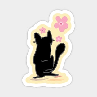 Sakura flower black cat Magnet