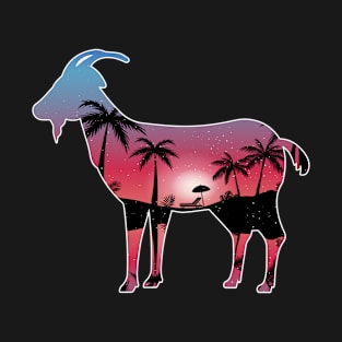 Goat Beautiful Sunset Beach Palm Tree T-Shirt
