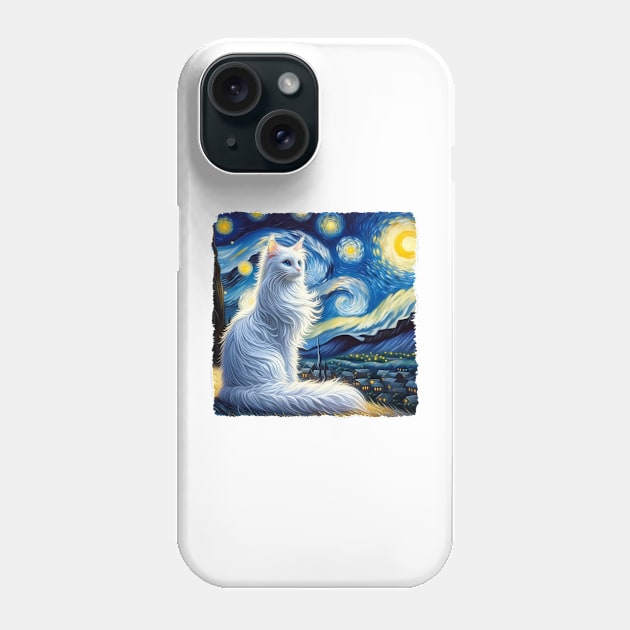 Turkish Angora Starry Night Inspired - Artistic Cat Phone Case by starry_night