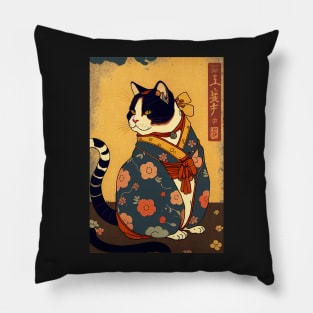 Balck and White cat - Japanese style Pillow