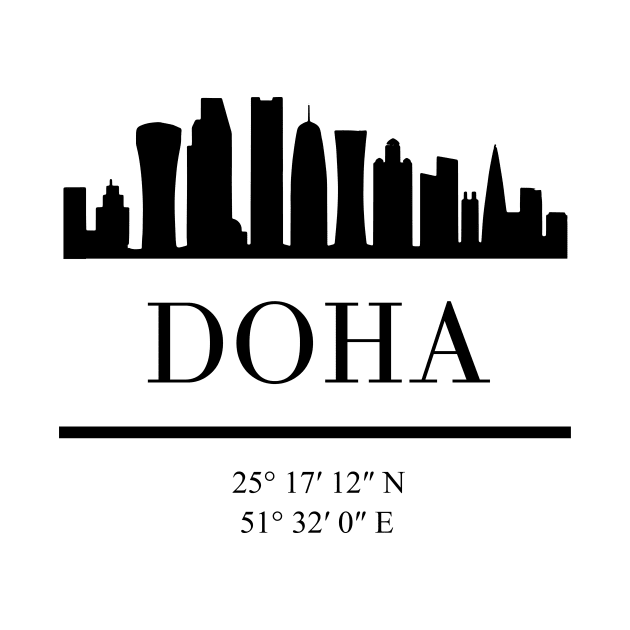 DOHA QATAR BLACK SILHOUETTE SKYLINE ART by deificusArt