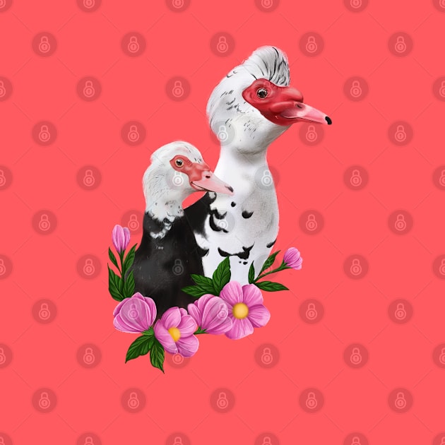 Muscovy duck couple by Jurassic Ink