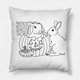 Bunny Nursery Rhyme Series-Peter, Peter, Pumpkin Eater b&w Pillow