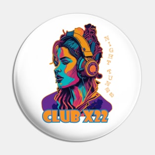 Girl with Headphones Pin