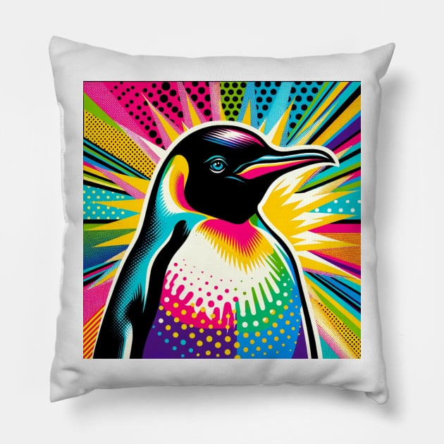 Emperor Penguin Pop Art Tee - Chic Antarctic Wildlife Pillow by PawPopArt