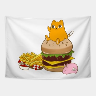 Fat Cat and burger Tapestry