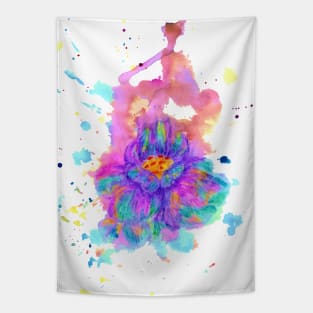 Stylized Watercolor Flower Tapestry