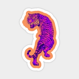 Cyberpunk Neon Pink and Orange Tiger Magnet