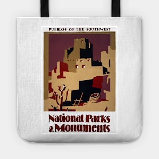 Pueblos of the American Southwest - National Parks & Monuments - Vintage Poster Design Tote