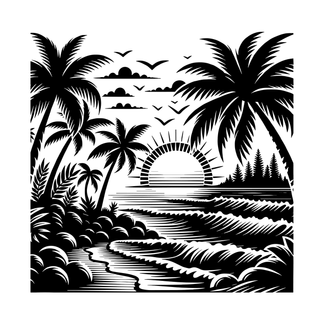 Sunset and Palms Tropical Paradise Escape by NedisDesign