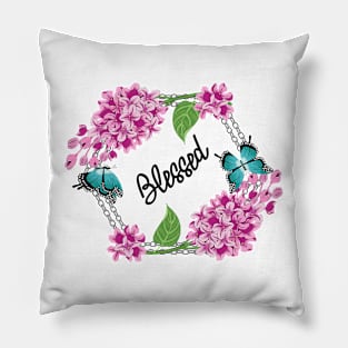 Blessed - Lilacs And Butterflies Pillow
