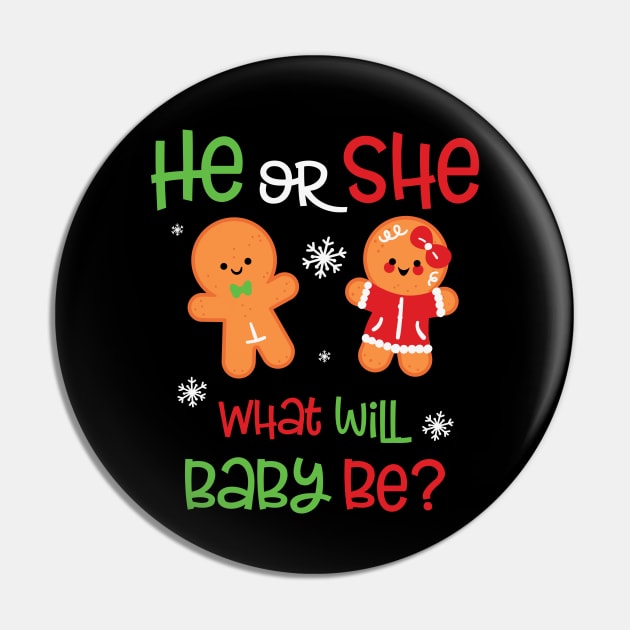 He or She Baby Gender Reveal Gingerbread Dolls Christmas Gift For Pregnant Mons Pin by BadDesignCo