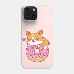 Cute Corgi On Donut Funny Phone Case