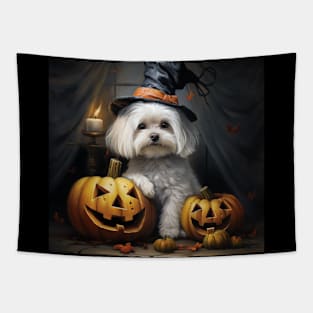 Halloween Maltense in Hat Tapestry