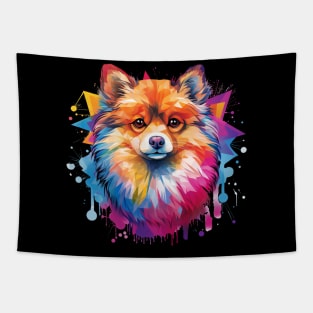 Pomeranian with a splash of color Tapestry