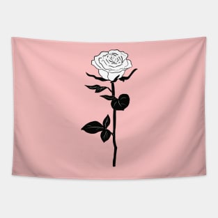 Black and White Rose Flower Tapestry