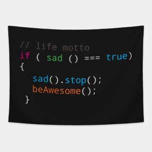 Programmer motto Source code be Awesome Tapestry