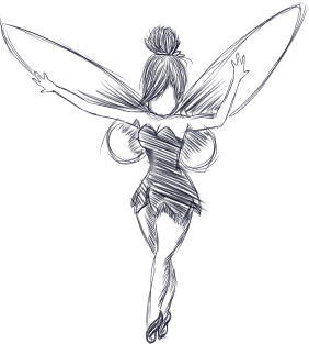 Tinkerbell crayon b&w Magnet