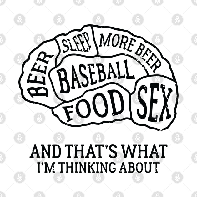 Brain Scan Baseball and Beer Lover Sleepy Foodie Sex by TheBlackCatprints