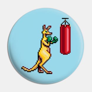 Kangaroo Boxer Training Pixel Art Pin