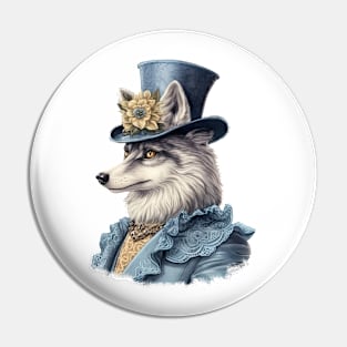 Watercolor Victorian Wolf #9 Pin