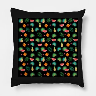 Tropical Fruit, Palms, and flowers Pattern Pillow