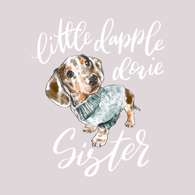 Chocolate Dapple Dachshund Sister by stuckyillustration