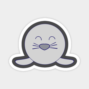 Kawaii Happy Grey Smiling Baby Seal Magnet