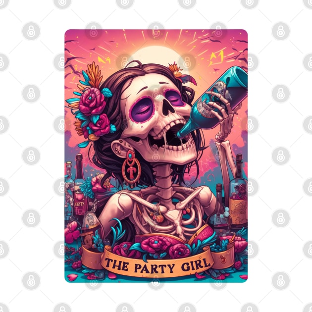 "The Party Girl" Skeleton Tarot Card by FlawlessSeams