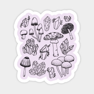 Crystals Fungi, Witchy Cottagecore of Botanical Fairytale Mushrooms Magnet